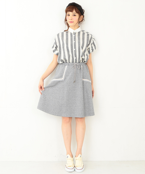 CAROLINA GLASER（カロリナ グレイサー）の「CAROLINA GLASER / ワイドストライプシャツ（シャツ/ブラウス・レディース・ブラック×ホワイト・ONE SIZE）」の12枚目の写真