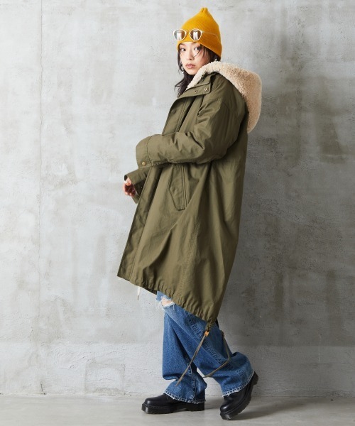 GEVS.(ジェイヴィス)の「<大きいサイズ> ボアパーカー付モッズコート GEVS.(モッズコート・レディース・ブラック/カーキ・4L/5L/3L/L/LL)」の10枚目の写真