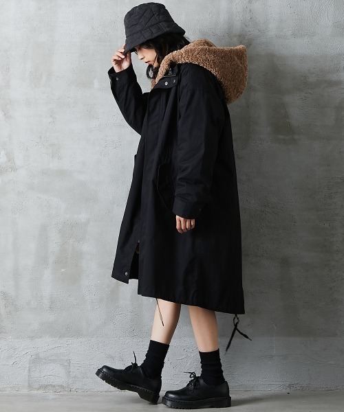 GEVS.(ジェイヴィス)の「<大きいサイズ> ボアパーカー付モッズコート GEVS.(モッズコート・レディース・ブラック/カーキ・4L/5L/3L/L/LL)」の14枚目の写真