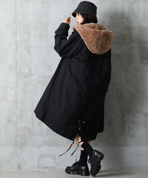 GEVS.(ジェイヴィス)の「<大きいサイズ> ボアパーカー付モッズコート GEVS.(モッズコート・レディース・ブラック/カーキ・4L/5L/3L/L/LL)」の15枚目の写真