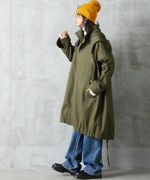 GEVS.(ジェイヴィス)の「<大きいサイズ> ボアパーカー付モッズコート GEVS.(モッズコート・レディース・ブラック/カーキ・4L/5L/3L/L/LL)」の12枚目の写真