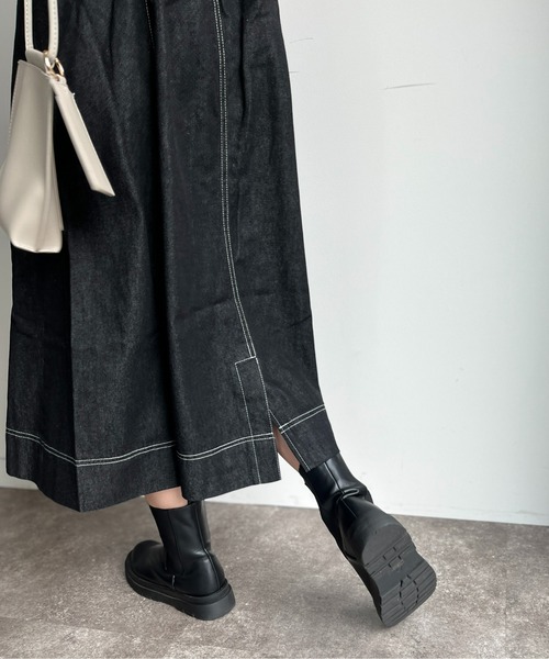 CPCM（シーピーシーエム）の「ZIP付プリーツ切替ステッチジャンスカ