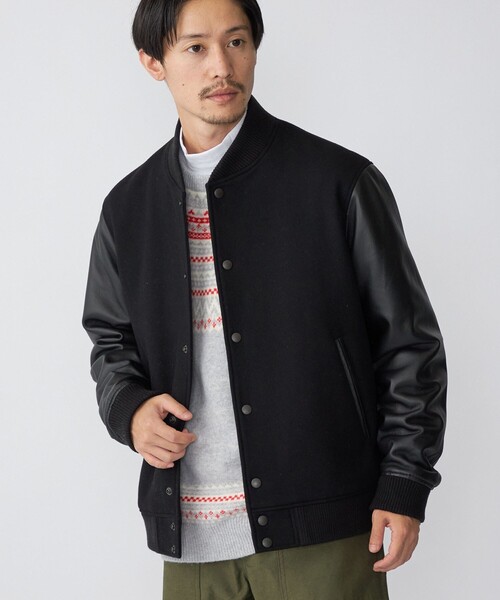 SHIPS(シップス)の「SHIPS: スーパー160'S メリノウール メルトン バーシティジャケット(スタジャン・メンズ・ブラック/ネイビー・SMALL/MEDIUM/LARGE/X-LARGE)」の13枚目の写真