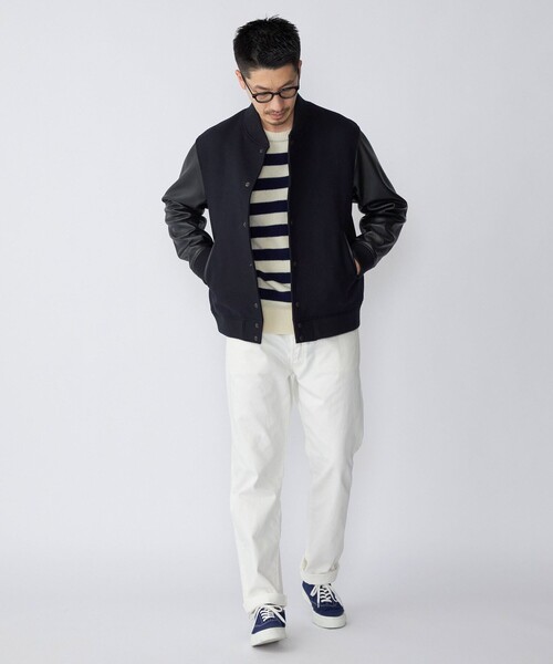 SHIPS(シップス)の「SHIPS: スーパー160'S メリノウール メルトン バーシティジャケット(スタジャン・メンズ・ブラック/ネイビー・SMALL/MEDIUM/LARGE/X-LARGE)」の7枚目の写真