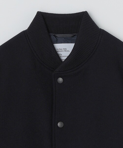 SHIPS(シップス)の「SHIPS: スーパー160'S メリノウール メルトン バーシティジャケット(スタジャン・メンズ・ブラック/ネイビー・SMALL/MEDIUM/LARGE/X-LARGE)」の18枚目の写真