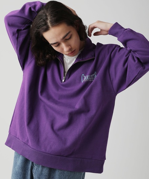 Revo.（レボ）の「米綿×リサイクルコットン スタンドカラーハーフジップ プリントスウェット（Tシャツ/カットソー・メンズ・グレー/ブラック/ホワイト/グリーン/パープル・M/L）」の5枚目の写真