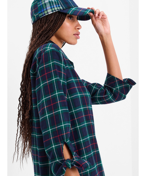 GAP(ギャップ)の「プレイド ラッフルフリルヘム シャツワンピース(ワンピース・レディース・ネイビー/レッド・XS/S/M/L/XXS)」の9枚目の写真