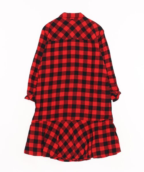 GAP(ギャップ)の「プレイド ラッフルフリルヘム シャツワンピース(ワンピース・レディース・ネイビー/レッド・XS/S/M/L/XXS)」の3枚目の写真