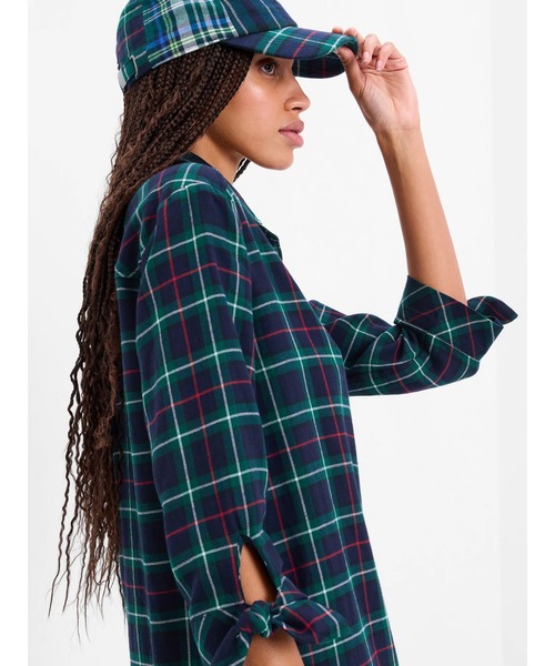 GAP(ギャップ)の「プレイド ラッフルフリルヘム シャツワンピース(ワンピース・レディース・ネイビー/レッド・XS/S/M/L/XXS)」の5枚目の写真