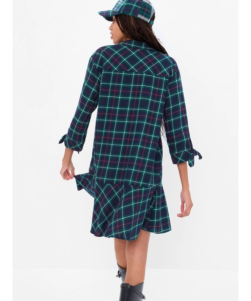 GAP(ギャップ)の「プレイド ラッフルフリルヘム シャツワンピース(ワンピース・レディース・ネイビー/レッド・XS/S/M/L/XXS)」の6枚目の写真