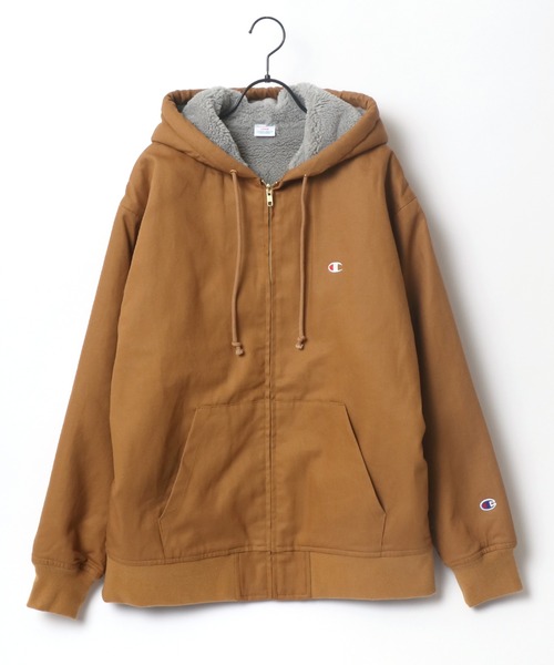 Champion（チャンピオン）の「Champion/チャンピオン HOODED ZIP JACKET/ビッグシルエット ダック 裏ボアフリース フルジップパーカー（ブルゾン・メンズ・キャメル/ブラック/グレー・M/L/XL）」の6枚目の写真