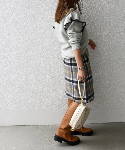 SHIPS any（シップス エニィ）の「SHIPS any:〈ウォッシャブル〉ビッグ チェック ミニ スカート◇（スカート・レディース・グレー/ベージュ・36/38）」の3枚目の写真