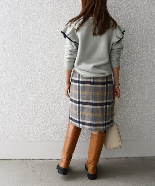 SHIPS any（シップス エニィ）の「SHIPS any:〈ウォッシャブル〉ビッグ チェック ミニ スカート◇（スカート・レディース・グレー/ベージュ・36/38）」の5枚目の写真