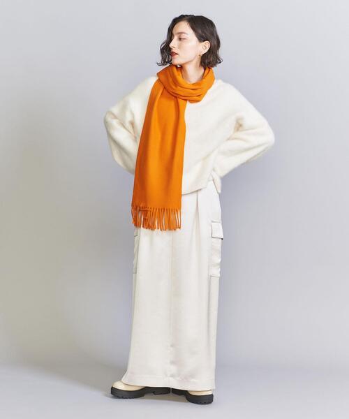 BEAUTY&YOUTH UNITED ARROWS（ビューティーアンドユースユナイテッドアローズ）の「ソリッド ストール（ストール/ショール・レディース・オレンジ/ケリー/グレー/オフホワイト/ブラック・FREE）」の8枚目の写真