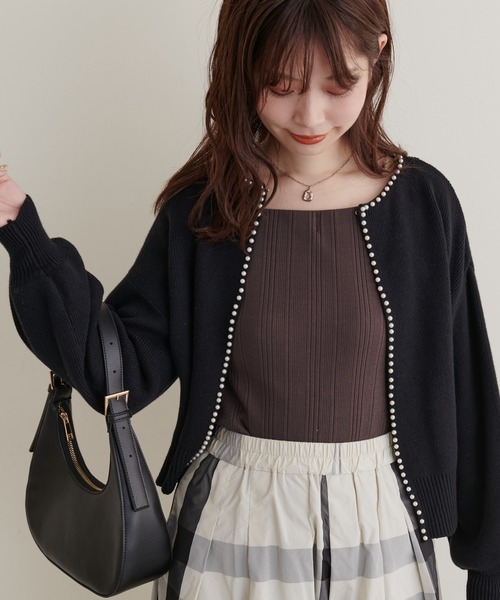 natural couture（ナチュラルクチュール）の「スクエアネックランダムテレコT（Tシャツ/カットソー・レディース・アイボリー/ブラウン/スミクロ・FREE）」の21枚目の写真