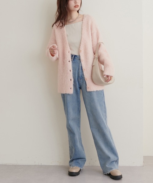 natural couture（ナチュラルクチュール）の「スクエアネックランダムテレコT（Tシャツ/カットソー・レディース・アイボリー/ブラウン/スミクロ・FREE）」の6枚目の写真
