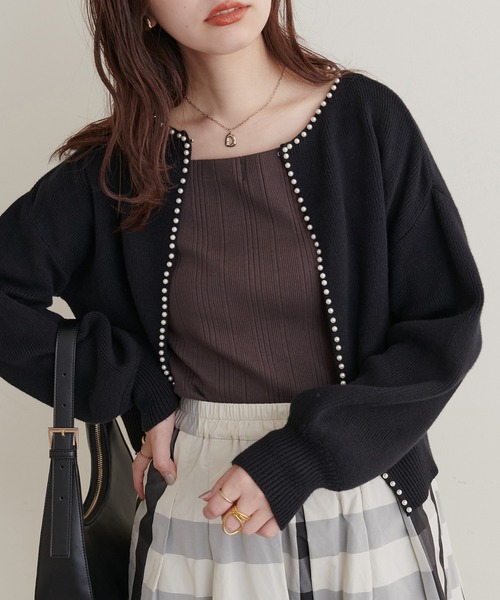 natural couture（ナチュラルクチュール）の「スクエアネックランダムテレコT（Tシャツ/カットソー・レディース・アイボリー/ブラウン/スミクロ・FREE）」の22枚目の写真