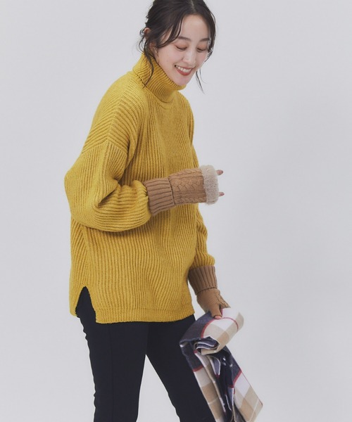 HONEYSUCKLE ROSE（ハニーサックルローズ）の「【HONEYSUCKLE ROSE】畦編みタートルネックニット（ニット/セーター・レディース・グレー/イエロー/キナリ・M/L）」の3枚目の写真