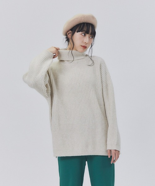 HONEYSUCKLE ROSE（ハニーサックルローズ）の「【HONEYSUCKLE ROSE】畦編みタートルネックニット（ニット/セーター・レディース・グレー/イエロー/キナリ・M/L）」の2枚目の写真