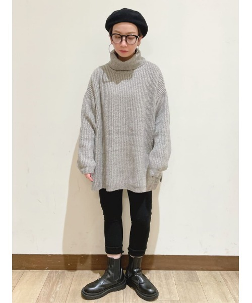 HONEYSUCKLE ROSE（ハニーサックルローズ）の「【HONEYSUCKLE ROSE】畦編みタートルネックニット（ニット/セーター・レディース・グレー/イエロー/キナリ・M/L）」の5枚目の写真