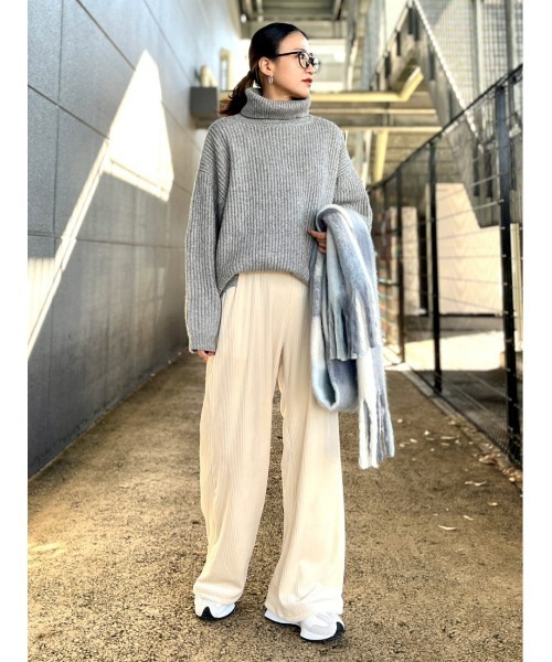 HONEYSUCKLE ROSE（ハニーサックルローズ）の「【HONEYSUCKLE ROSE】畦編みタートルネックニット（ニット/セーター・レディース・グレー/イエロー/キナリ・M/L）」の7枚目の写真