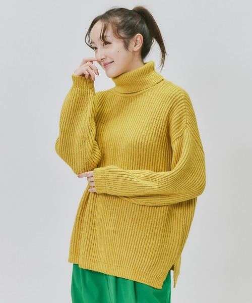 HONEYSUCKLE ROSE（ハニーサックルローズ）の「【HONEYSUCKLE ROSE】畦編みタートルネックニット（ニット/セーター・レディース・グレー/イエロー/キナリ・M/L）」の12枚目の写真