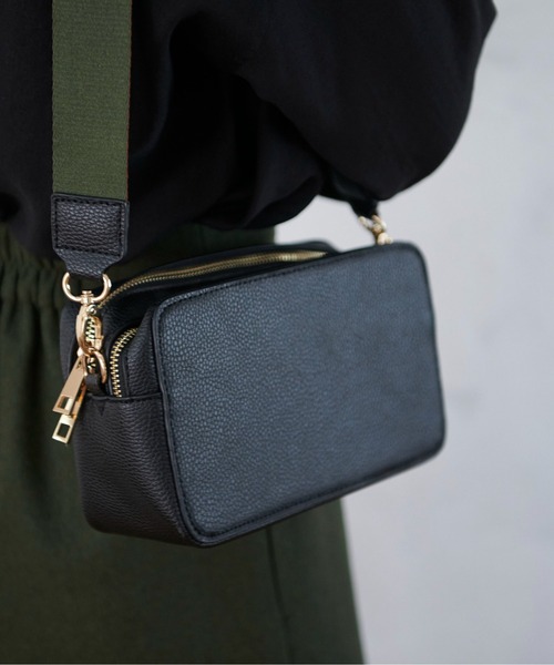 FREE'S MART（フリーズマート）の「Ｗジップバッグ（ハンドバッグ・レディース・ホワイト/ブラック/ブラウン・ﾌﾘ-）」の2枚目の写真