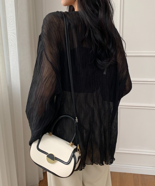 ECLIN（エクラン）の「２WAY　レースアップシアーチュニックブラウス（シャツ/ブラウス・レディース・ホワイト/ブラック/グレー・FREE）」の7枚目の写真