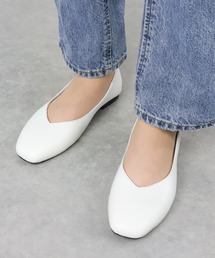 Liberty doll / 2WAY 踵が踏める スクエアトゥ Vカット フラットバブーシュパンプス (1168)