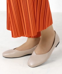 Liberty doll / 2WAY 踵が踏める スクエアトゥ Vカット フラットバブーシュパンプス (1168)
