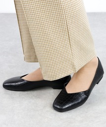 Liberty doll / 2WAY 踵が踏める スクエアトゥ Vカット フラットバブーシュパンプス (1168)