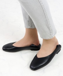 Liberty doll / 2WAY 踵が踏める スクエアトゥ Vカット フラットバブーシュパンプス (1168)