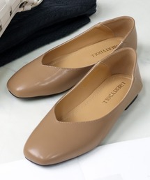 Liberty doll / 2WAY 踵が踏める スクエアトゥ Vカット フラットバブーシュパンプス (1168)