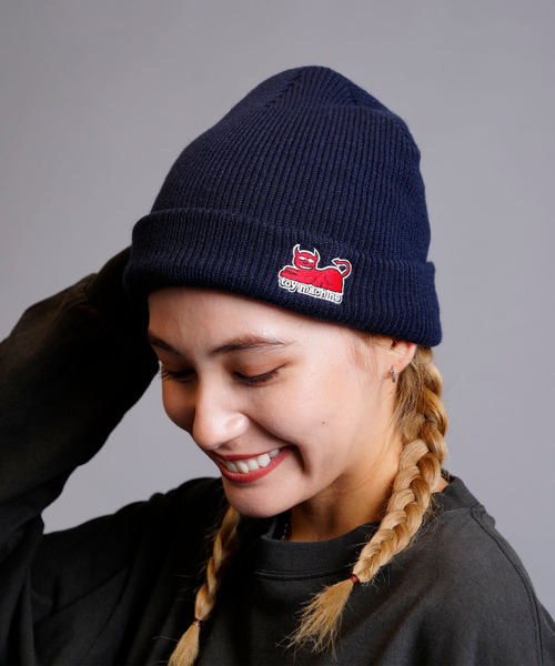 TOY MACHINE(トイ マシーン)の「TOY MACHINE/トイマシーン ビーニー 2WAY ロゴニット 128145201(ニットキャップ/ビーニー・メンズ・ブラック×ブラック/オレンジ/ネイビー/パープル/グリーン・FREE)」の3枚目の写真