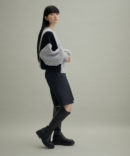 ADAM ET ROPE'（アダムエロペ）の「【WEB限定・2WAY】パッチワークカーディガン（カーディガン/ボレロ・レディース・グレー系その他/ベージュ系その他・FREE）」の16枚目の写真