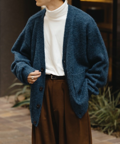epnok(エプノック)の「Alpaca Loose Cardigan/アルパカルーズカーディガン(カーディガン/ボレロ・メンズ・ブルー/オレンジ・MEDIUM/LARGE)」の2枚目の写真