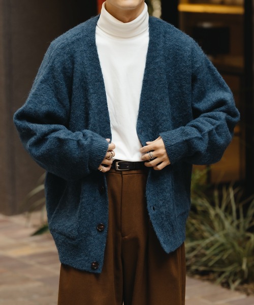 ルシェルブルー　アルパカ100%   ロングガウンカーディガン　軽い　フリー Alpaca Loose Cardigan/アルパカルーズカーディガン