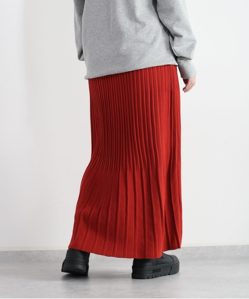 cepo（セポ）の「タックプリーツニットスカート（スカート・レディース・オレンジ/チャコール・M）」の6枚目の写真