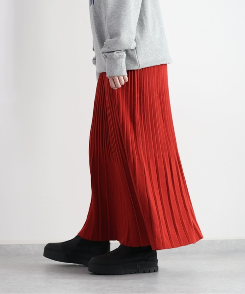 cepo（セポ）の「タックプリーツニットスカート（スカート・レディース・オレンジ/チャコール・M）」の4枚目の写真