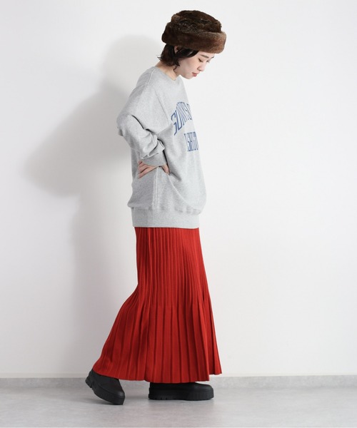 cepo（セポ）の「タックプリーツニットスカート（スカート・レディース・オレンジ/チャコール・M）」の8枚目の写真