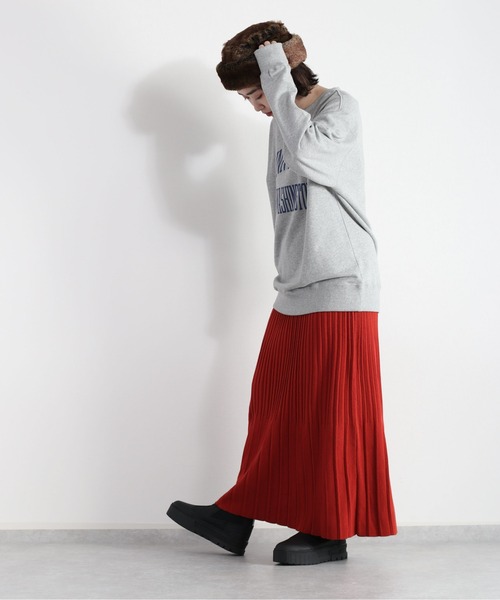 cepo（セポ）の「タックプリーツニットスカート（スカート・レディース・オレンジ/チャコール・M）」の9枚目の写真