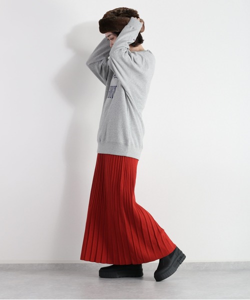cepo（セポ）の「タックプリーツニットスカート（スカート・レディース・オレンジ/チャコール・M）」の10枚目の写真
