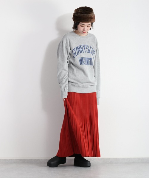 cepo（セポ）の「タックプリーツニットスカート（スカート・レディース・オレンジ/チャコール・M）」の7枚目の写真