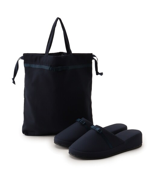 SHOO・LA・RUE（シューラルー）の「◆【セレモニー/入卒】巾着付ヒールスリッパ（ルームシューズ/スリッパ・レディース・ネイビー/ブラック・00）」の2枚目の写真