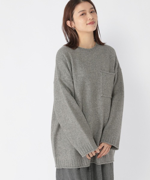 studio CLIP（スタディオクリップ）の「5Gふわふわパッチポケットプルオーバー（ニット/セーター・レディース・グレー/オフホワイト/ブルー・FREE）」の2枚目の写真