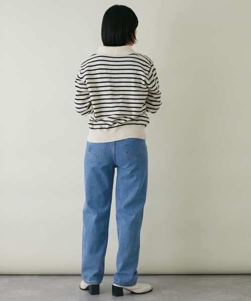 mebole(メボレ)の「スキッパーボーダーニット(ニット/セーター・レディース・アイボリー/ブラック・FREE)」の9枚目の写真