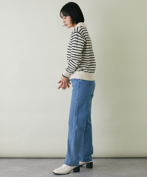 mebole(メボレ)の「スキッパーボーダーニット(ニット/セーター・レディース・アイボリー/ブラック・FREE)」の11枚目の写真