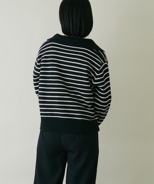 mebole(メボレ)の「スキッパーボーダーニット(ニット/セーター・レディース・アイボリー/ブラック・FREE)」の18枚目の写真