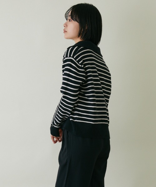 mebole(メボレ)の「スキッパーボーダーニット(ニット/セーター・レディース・アイボリー/ブラック・FREE)」の19枚目の写真
