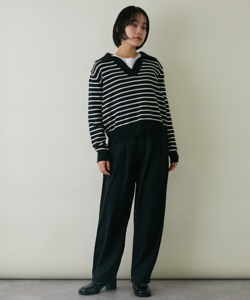 mebole(メボレ)の「スキッパーボーダーニット(ニット/セーター・レディース・アイボリー/ブラック・FREE)」の20枚目の写真